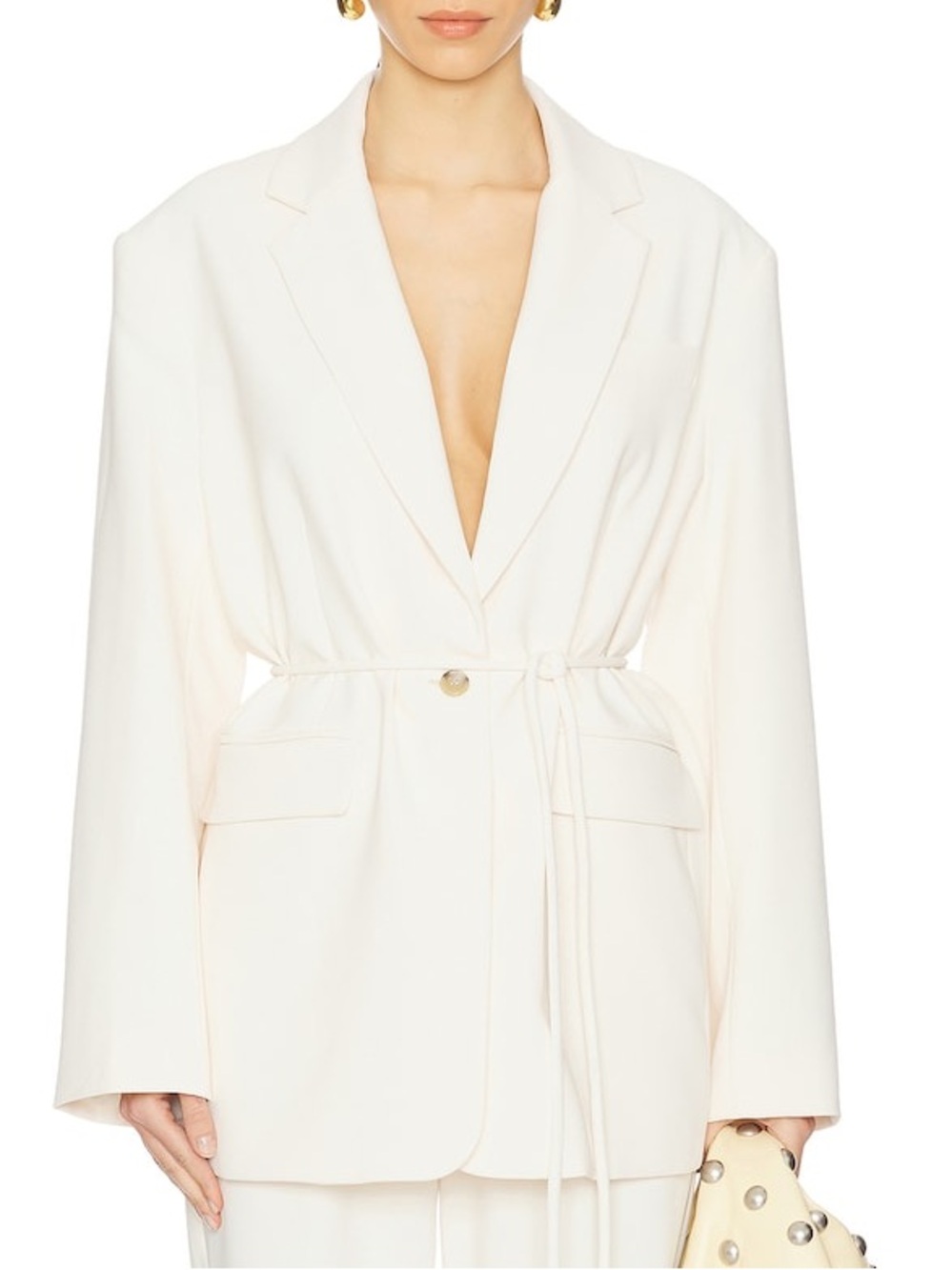 Kimberly Taylor Carolyn Blazer Ivory Cream Belted Minimalist Luxury Jacket NWT